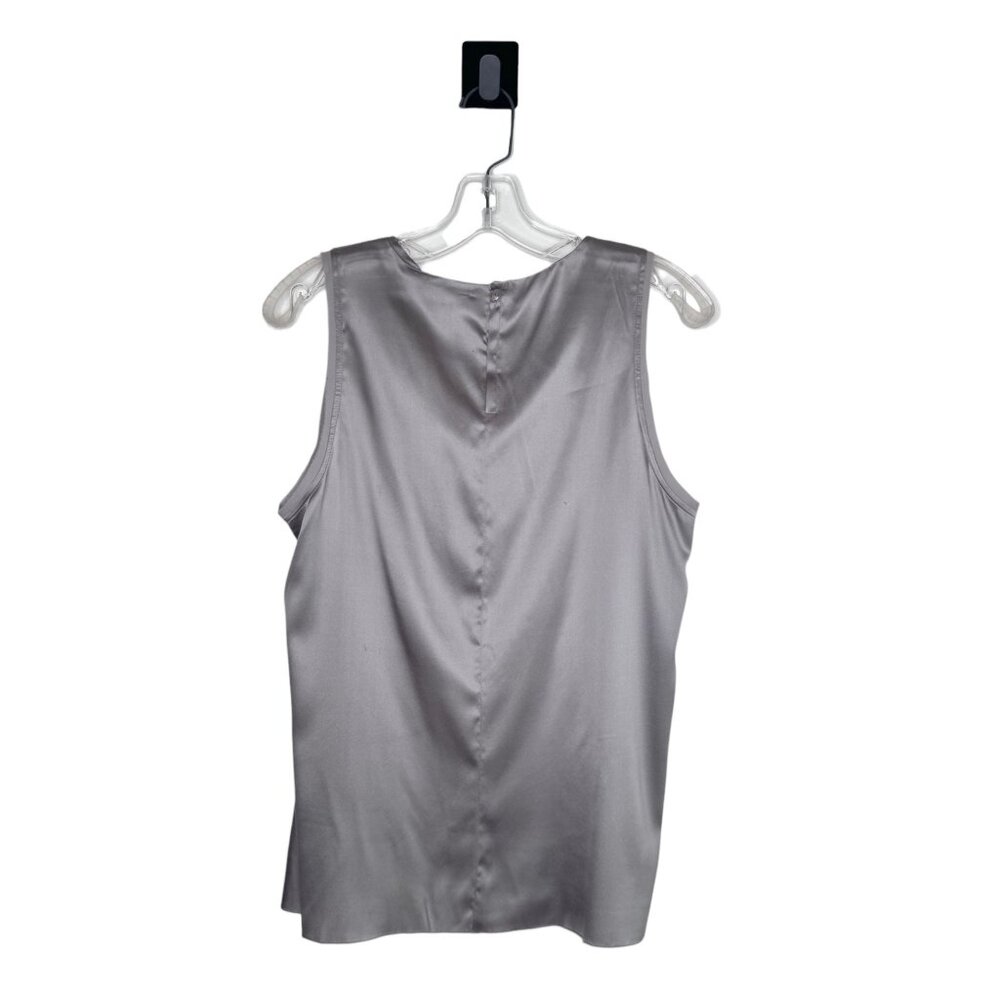Vince Silver Silk Sleeveless Ruffle Neck Tank Top - Picture 3 of 5